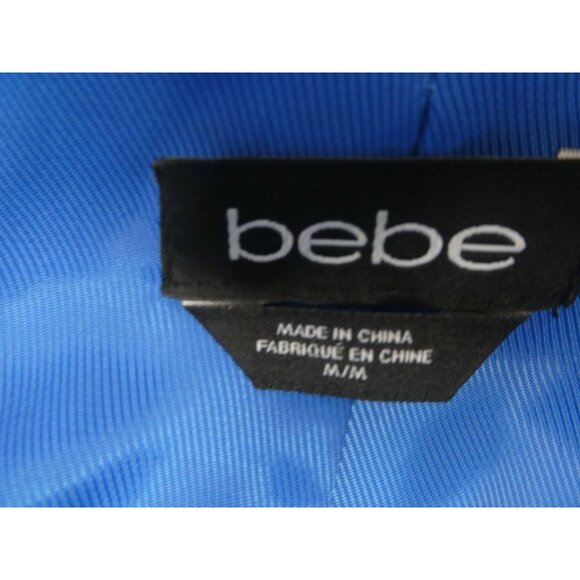 Bebe‎ Bright Blue Biker Zip Up Sleeves Leather Jacket Women's M - Picture 5 of 8